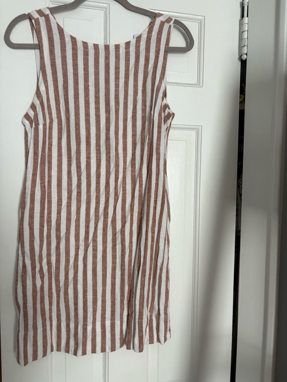 Old Navy Brown and White Striped Sleeveless Dress